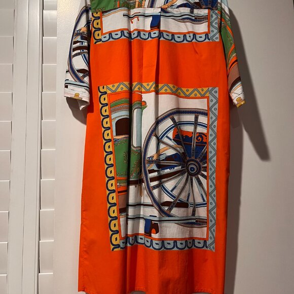 Dizzy Lizzie Monterey Dress Orange and Green Wagon Wheel Print - Picture 2 of 10